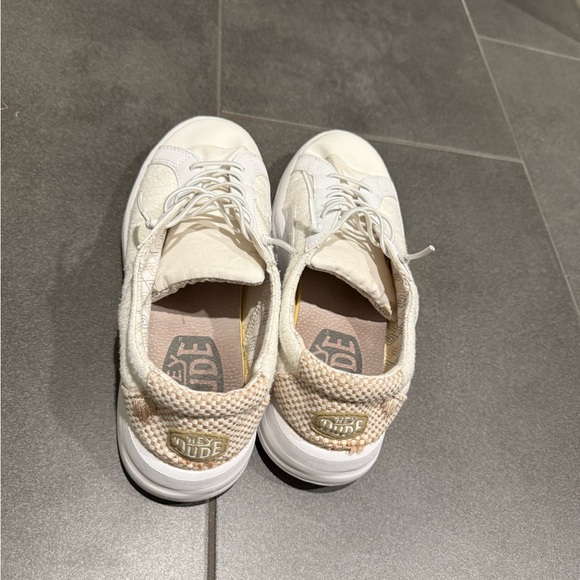 Hey Dude Cream and White Lace-Up Sneakers - Picture 3 of 3